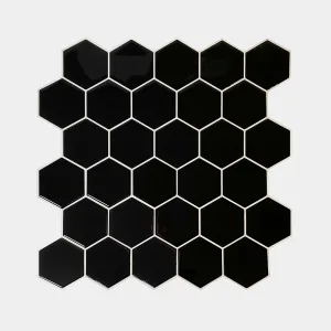 Placas 3D Hexagonal Chico Negro Pack x5