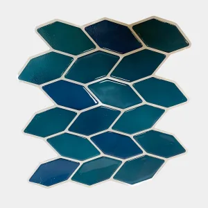 Placas 3D Hojas Tonos Azules Pack x5