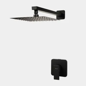 Ducha de Embutir 2 Cuerpos Flor Cuadrada Negra