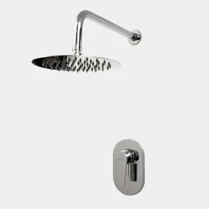 Ducha de Embutir 2 Cuerpos Flor Redonda Plateada