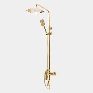 Columna de Ducha Extensible Flor Cuadrada Dorada