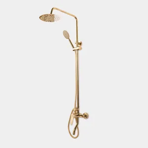 Columna de Ducha Extensible Flor Redonda Dorada