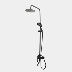 Columna de Ducha Extensible Flor Redonda Negra